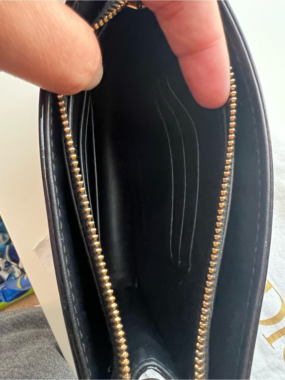 Dior Black Patent Quilted Crossbody with Gold Chain Strap - Picture 5 of 9